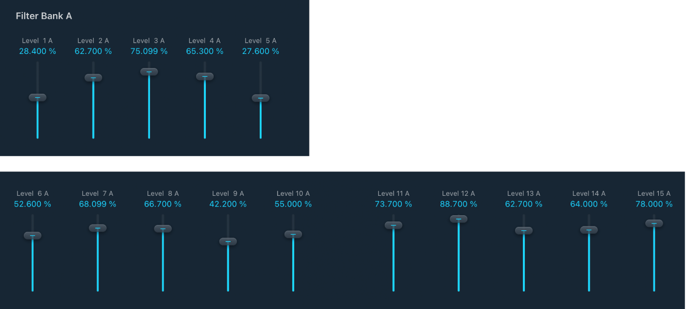 Figure. EVOC20 Filter Bank A parameters.