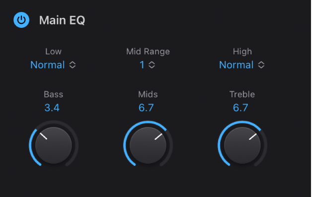 Ilustración. Parámetros de “EQ Main” de “Bass Amp Designer”.