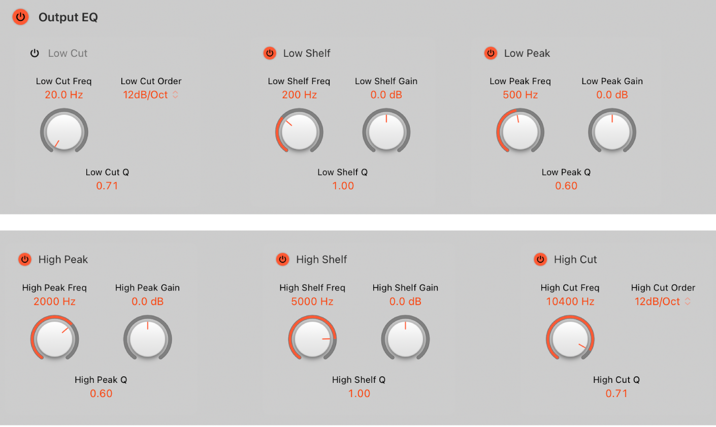 Figure. Écran Output EQ de ChromaVerb.