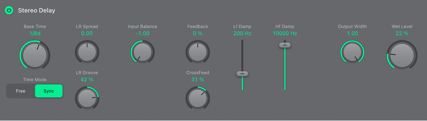 Figure. Paramètres Delay.