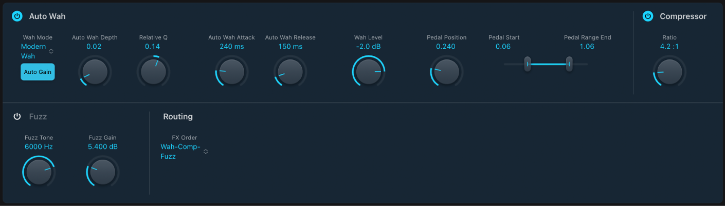 Figure. Fenêtre de l’effet Fuzz-Wah.