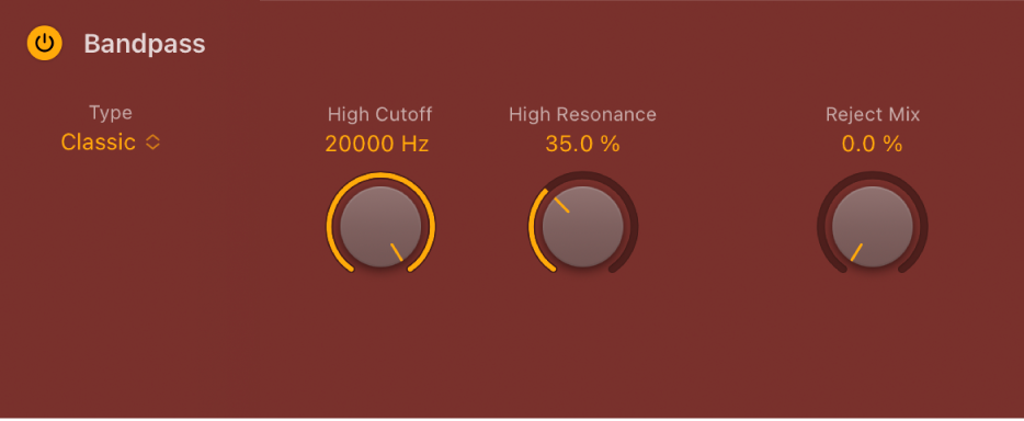 図。Phat FXの「Bandpass」パラメータ。