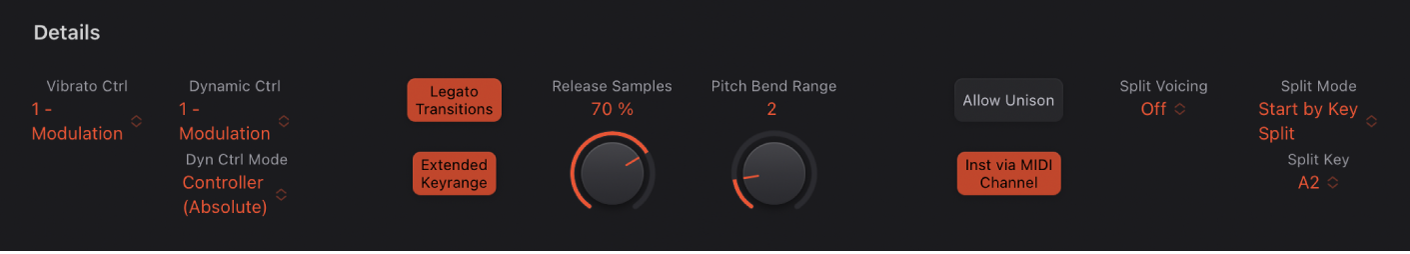 図。Studio Stringsの詳細パラメータ。