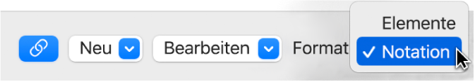 Abbildung. Einblendmenü „Format“ im Fenster „Notationssets“