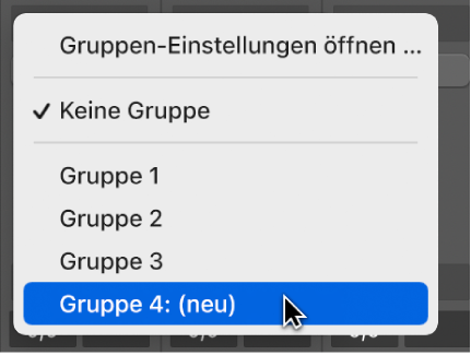 Abbildung. Gruppen-Slot und Gruppenzugehörigkeit der Channel-Strips