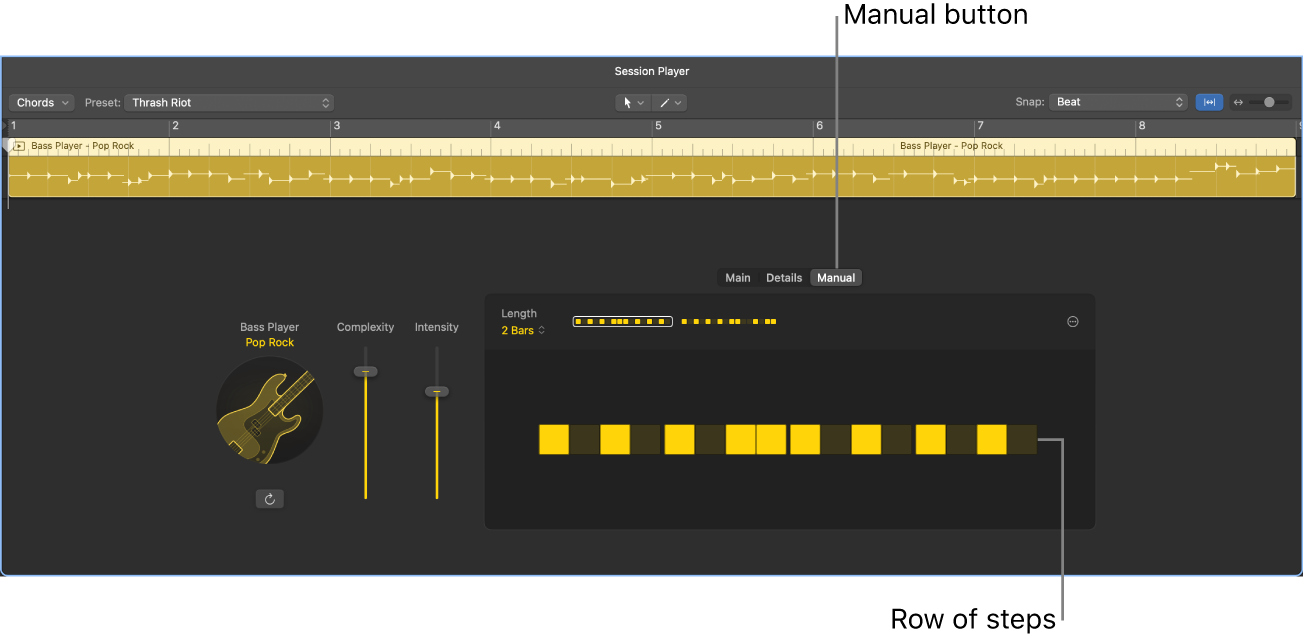 Figure. Manual view in the Session Player Editor.