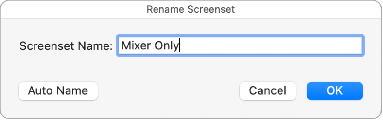 Figure. Rename Screenset dialog.