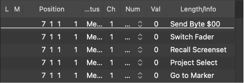 Figure. Event List showing meta events.