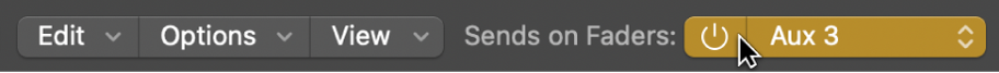 Figure. Sends on Faders pop-up menu in the Mixer menu.