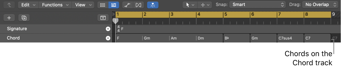 Figure. Project with chords on the Chord track.