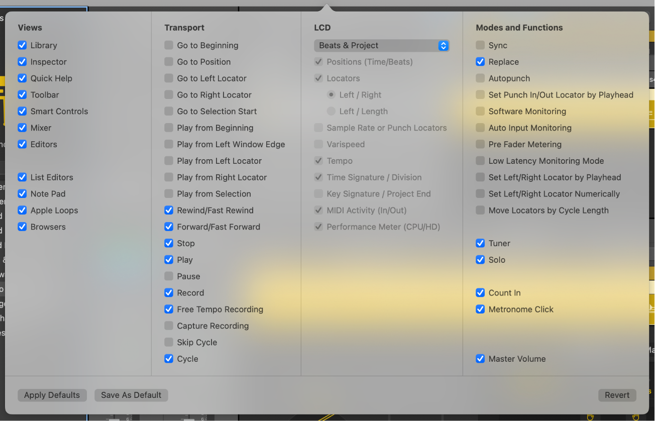 Figure. Customize Transport dialog.