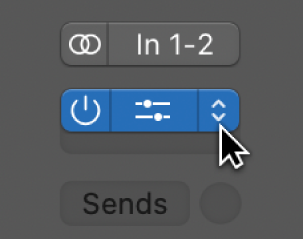 Figure. Holding the pointer over the rightmost part of an Effect slot, to choose a different plug-in.