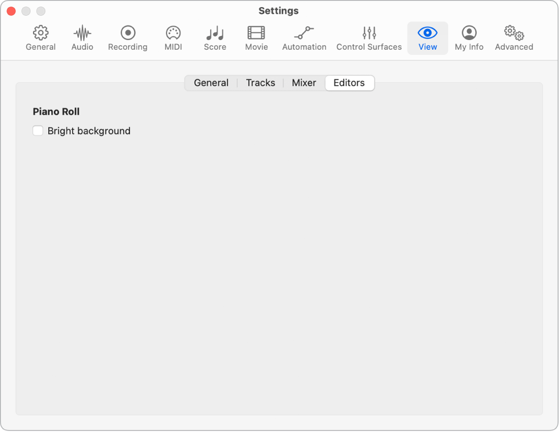 Figure. Editors View settings.