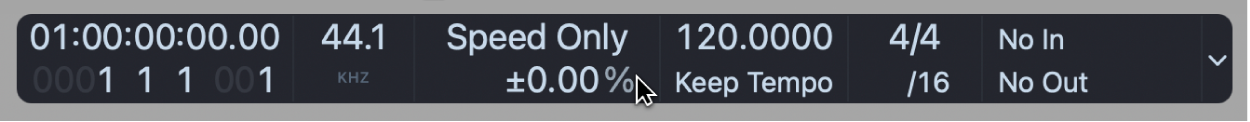 Figure. Showing unit of measurement in the lower part of the Varispeed display.