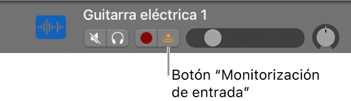 Ilustración. Cabecera de la pista de audio con el botón “Monitorización de entrada” seleccionado.
