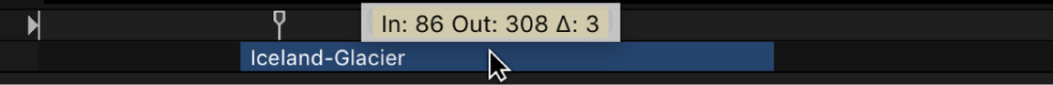 Mini-Timeline showing tooltip specifying In and Out points and change from previous position