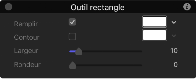 Palette de l’outil Rectangle