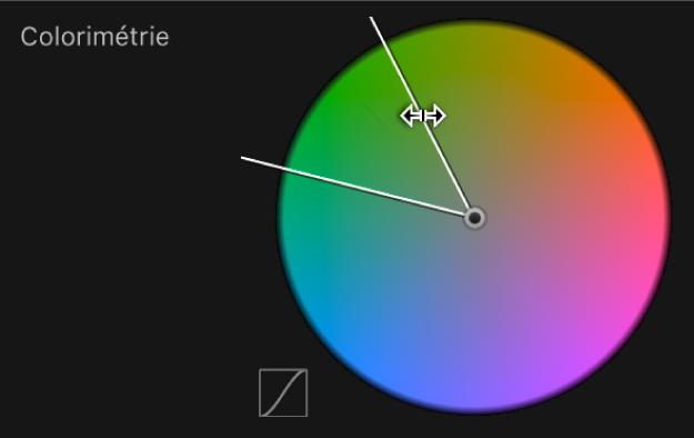 Glissement du bord extérieur de la commande Colorimétrie pour ajuster l’adoucissement