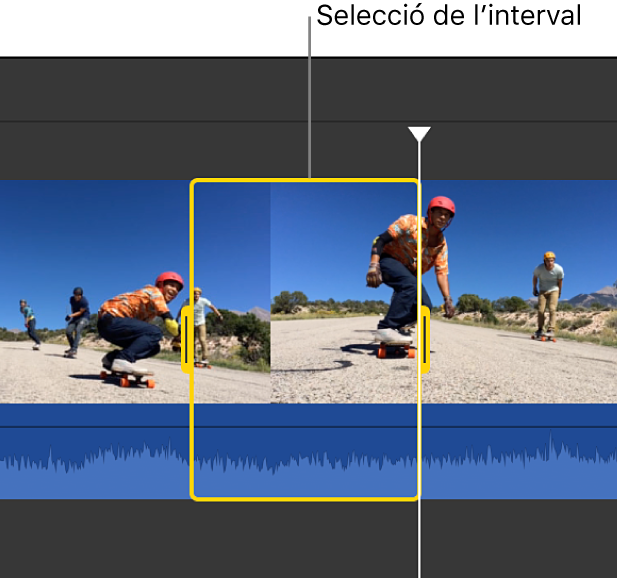 Interval seleccionat d’un clip a la línia de temps