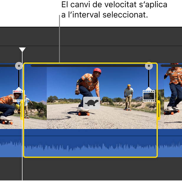 Clip amb un canvi de velocitat realitzat sobre un interval seleccionat