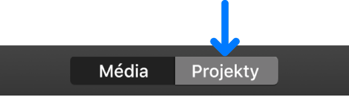 Tlačítko Projekty na nástrojovém panelu