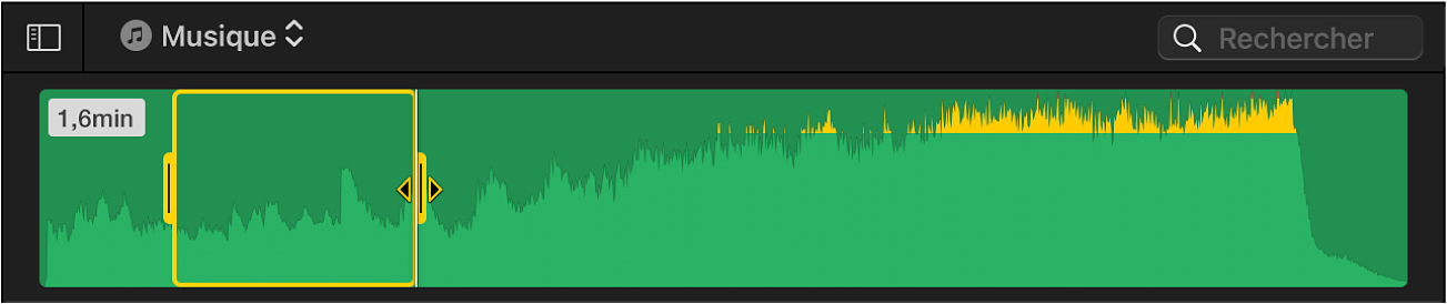 Plage sélectionnée dans un plan audio