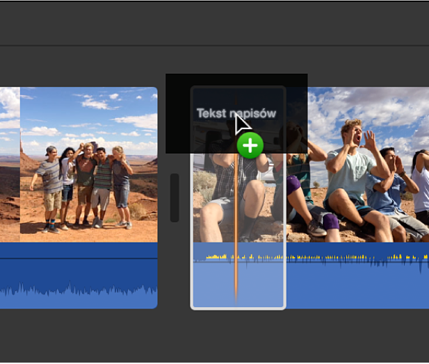 Napis przeciągany na klip na linii czasowej