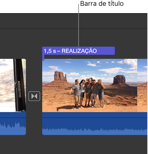 Barra de título por cima do clip no cronograma