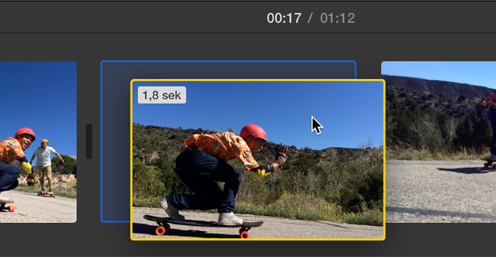 Klipp som dras till ny plats i tidslinjen