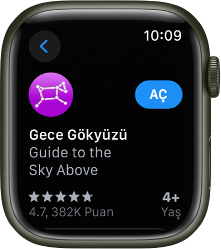 Apple Watch’taki App Store’da görünen bir uygulama.