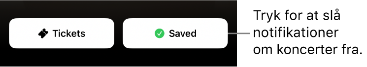 Knappen Save (Gem) er aktiveret (med et hak) i koncertguiden i Shazam
