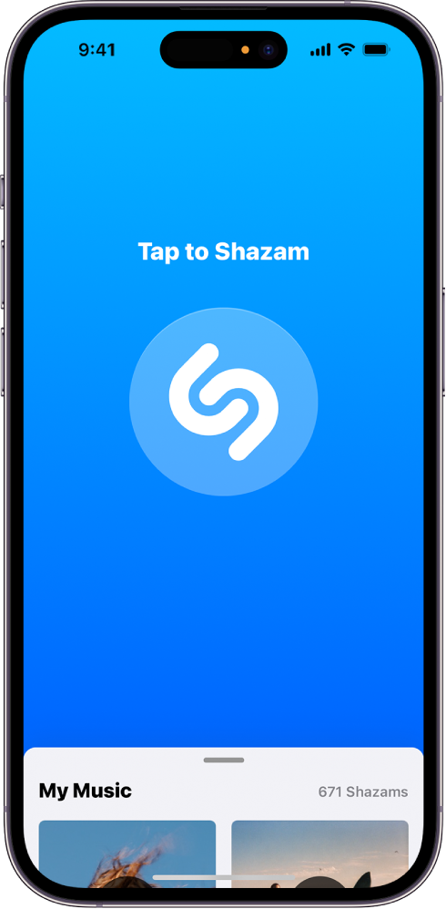 Shazam app main screen with Shazam button