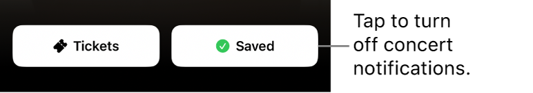 Active Save button (with check mark) on the Shazam Concert Guide