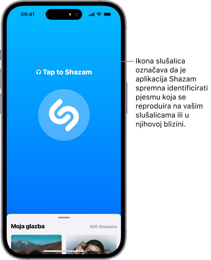 U aplikaciji Shazam prikazuju se spojene slušalice