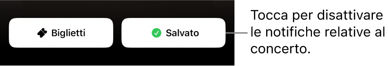 Pulsante Salva attivato (che mostra un segno di spunta) sulla guida al concerto di Shazam