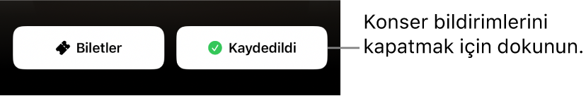 Shazam Konser Rehberi’nde etkin Kaydet düğmesi (onay işaretli)