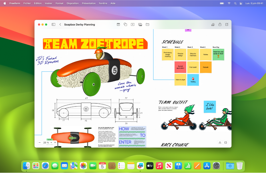 L’app Freeform ouverte sur un Mac.