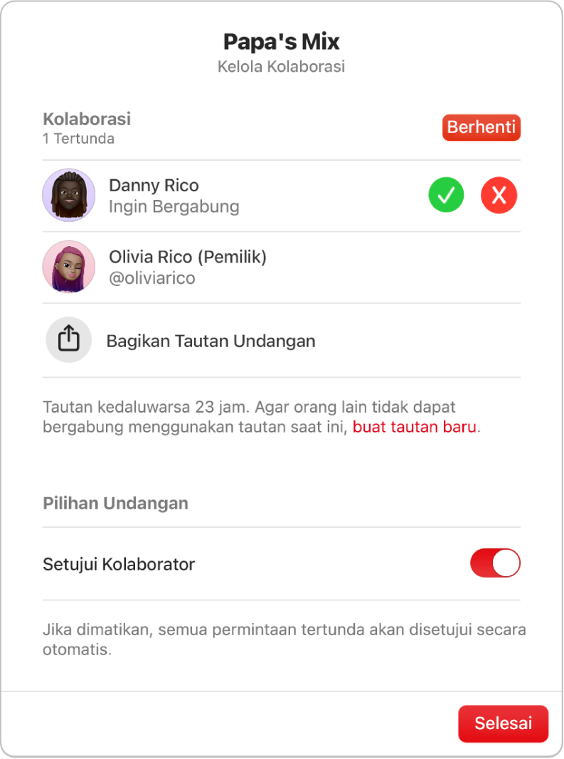 Dialog Kelola Kolaborasi.