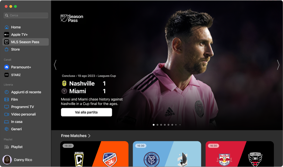 Schermata che mostra MLS Season Pass