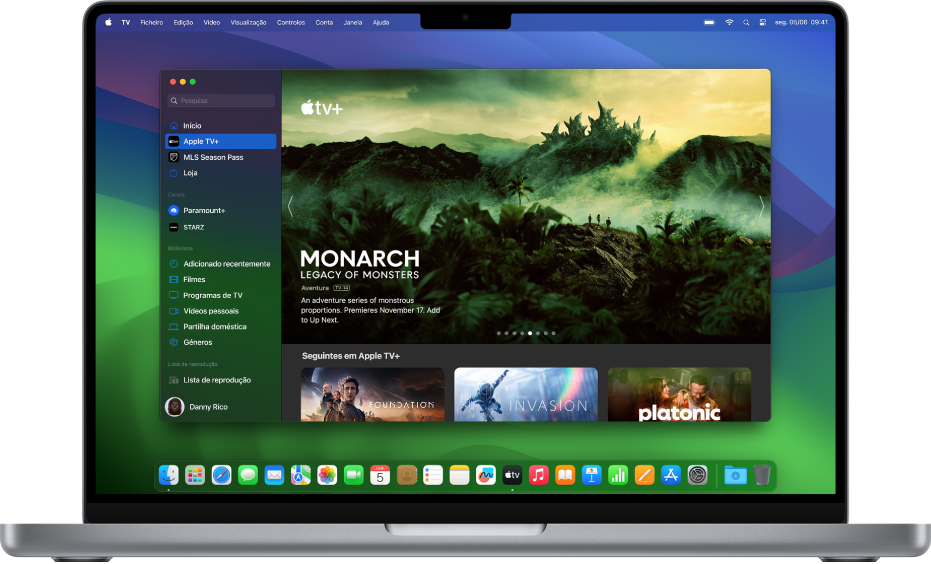 A janela da aplicação TV a mostrar “Apple TV+”.