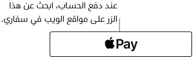 الزر الذي يظهر على مواقع الويب التي تقبل Apple Pay للمشتريات.