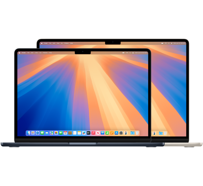 Προβολή μπροστινής πλευράς MacBook Air.