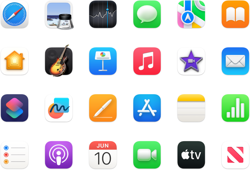 Icons of apps included with your Mac.