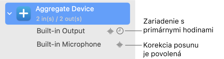 Zlúčením audiozariadení vytvoríte agregátne zariadenie.