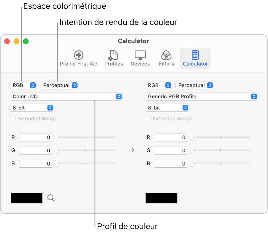 La calculette de couleur.