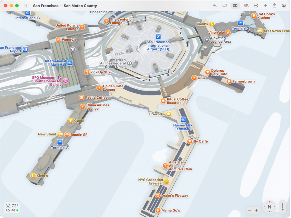 Un plan qui montre l’intérieur de l’Aéroport international de San Francisco.