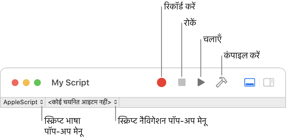 स्क्रिप्ट संपादक टूलबार।