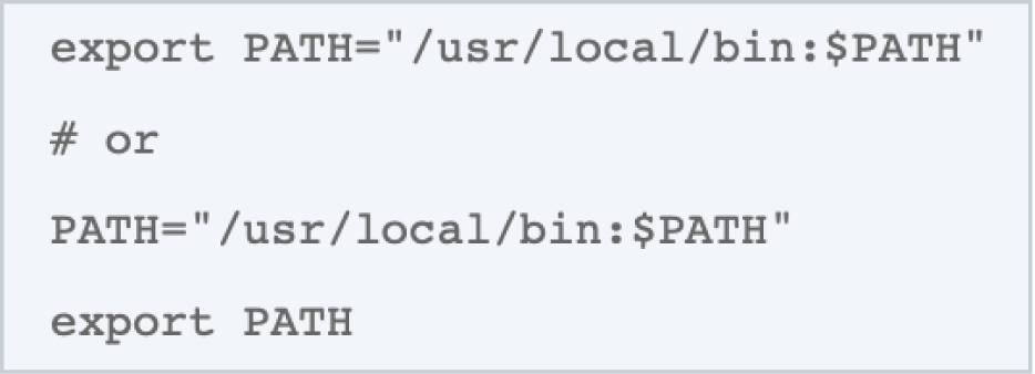 Example man page showing the Export PATH command.