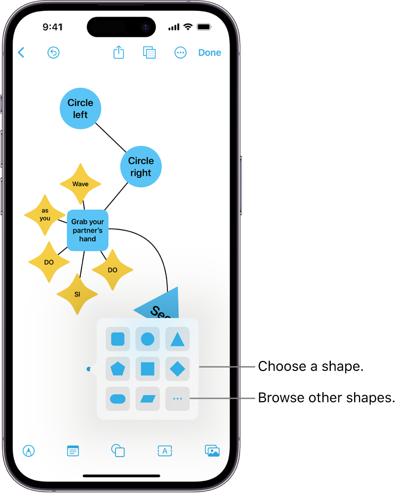 A diagram with a new shape being added.