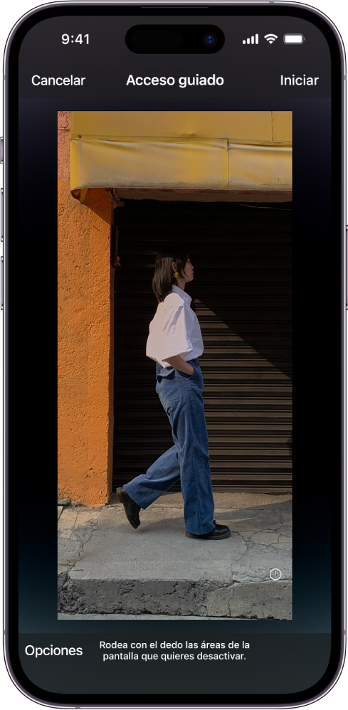 La pantalla de un iPhone mostrando la pantalla de configuración de Acceso guiado.